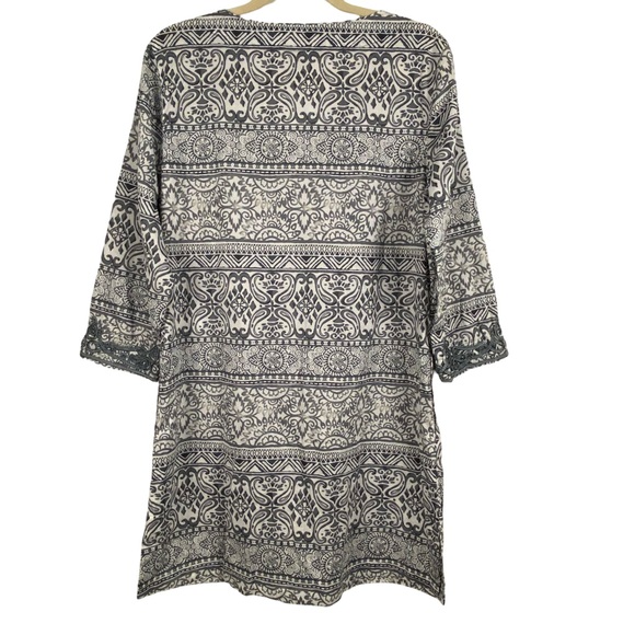 Land’s End Embroidered Lightweight Cotton Summer Dress Cover Up Gray White S 6-8 - Picture 2 of 12